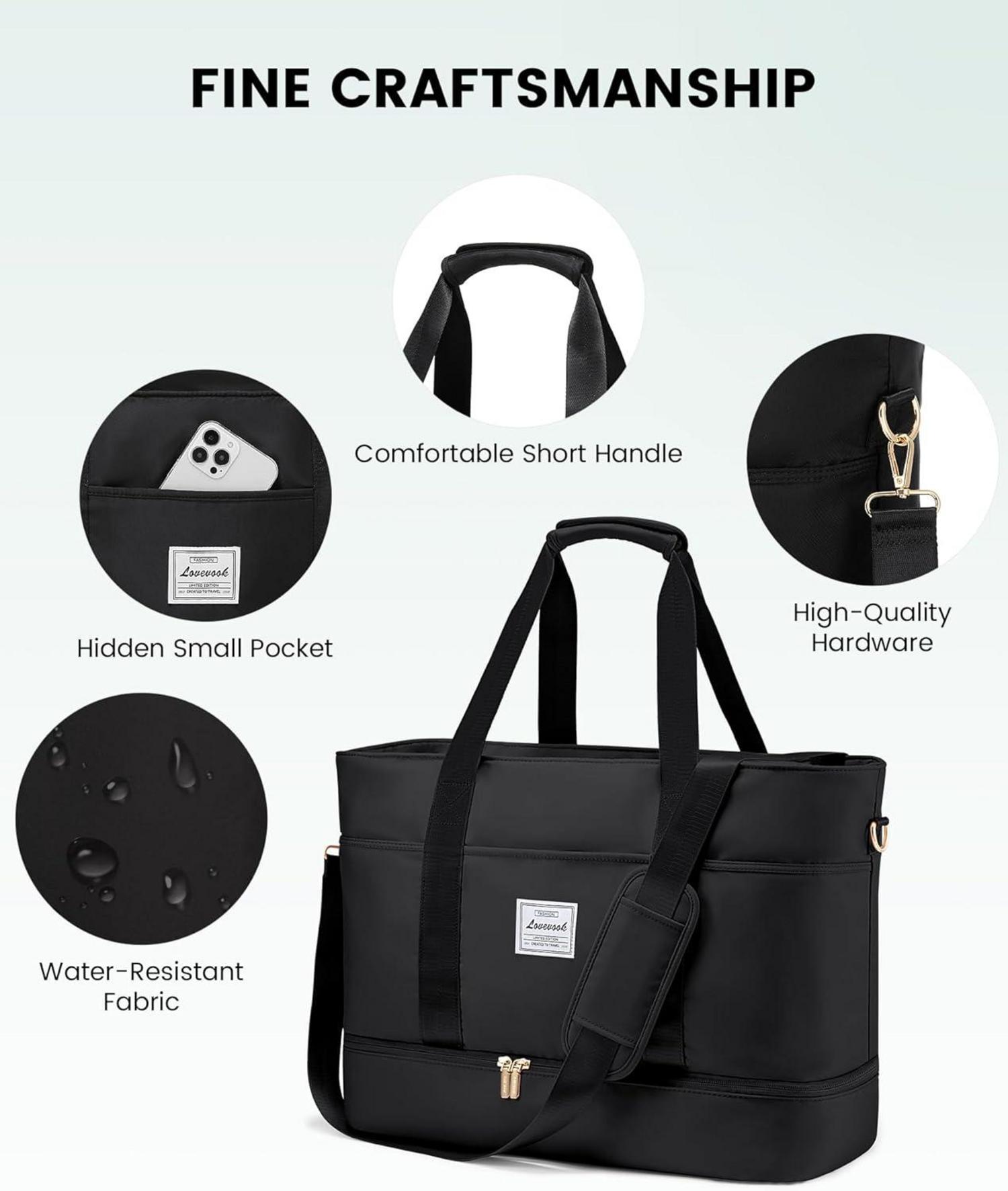 Reisetasche Damen Weekender mit Schuhfach, Wasserdicht, Gym