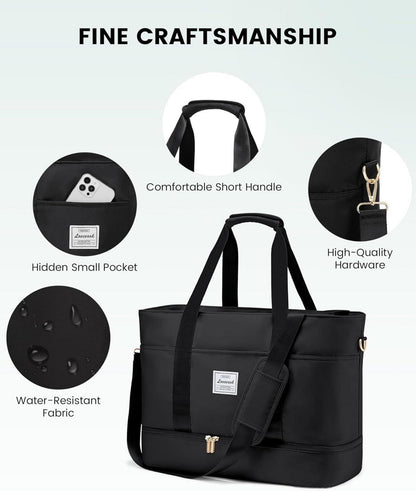 Reisetasche Damen Weekender mit Schuhfach, Wasserdicht, Gym