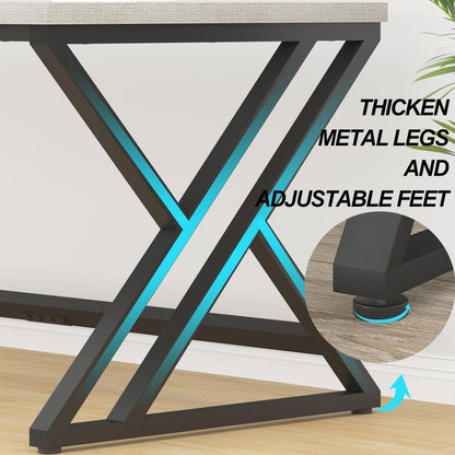 Schreibtisch 180cm Schwarze Eiche mit Metallrahmen für Home Office
