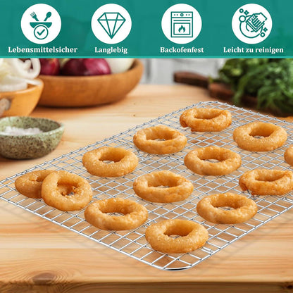 Auskühlgitter Edelstahl 2er Set Groß 39x28,7x2cm für Backen & Kühlen