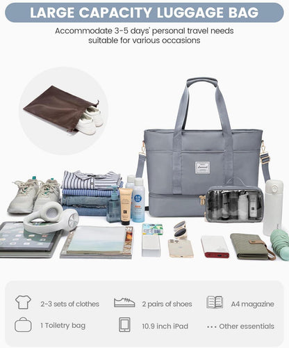 Wasserdichte Damen-Reisetasche mit Schuhfach und