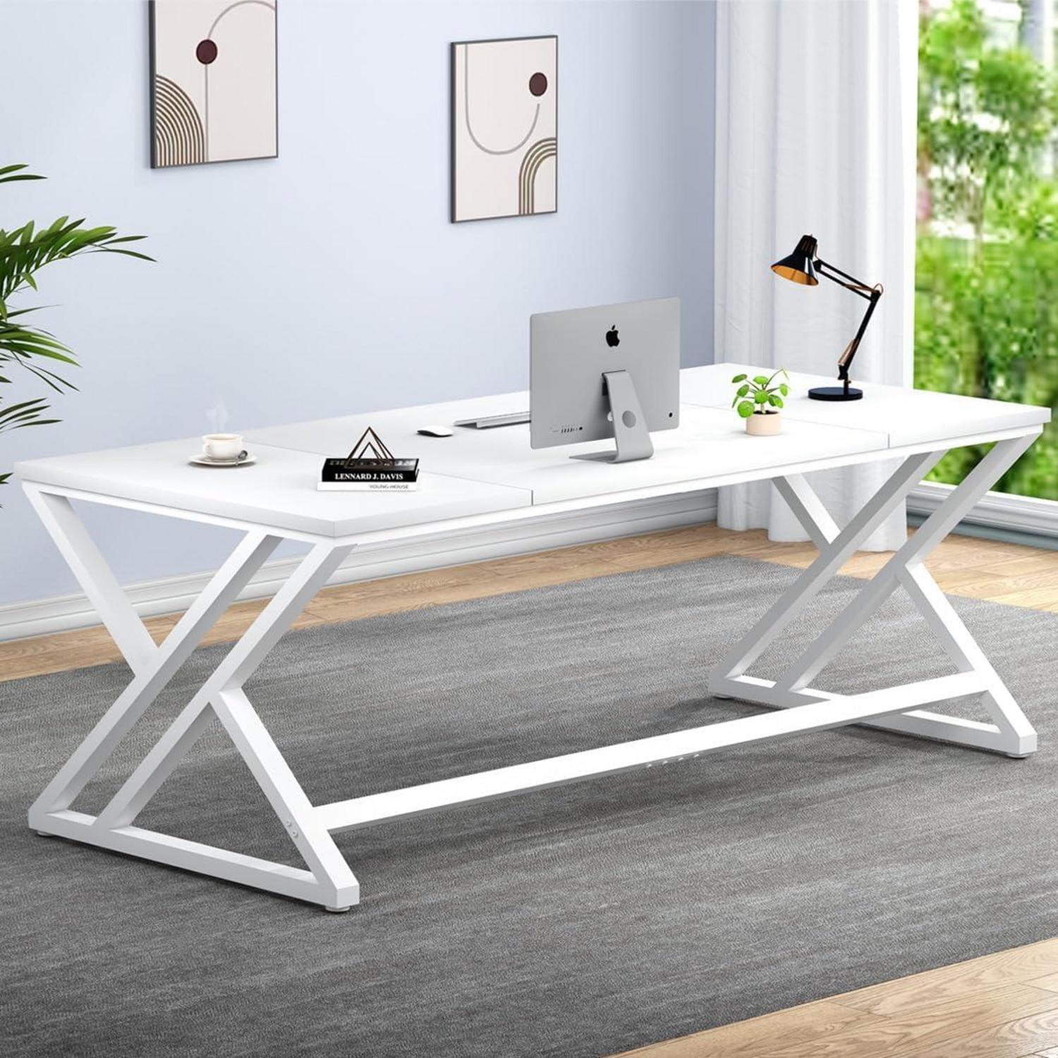 LVB Langer Holz Computertisch Metall Büroschreibtisch für Zuhause