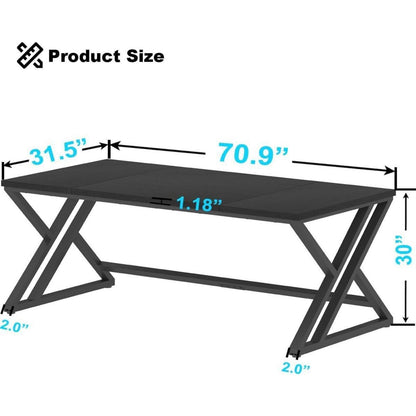 Schreibtisch 180x80 cm Holz Metall Eiche Optik Modern