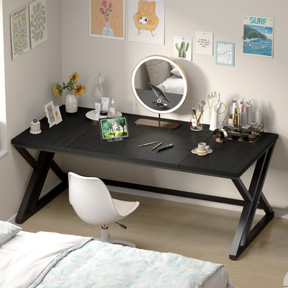 Schreibtisch 180x80 cm Holz Metall Eiche Optik Modern