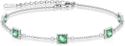 Geburtsstein Armband Silber 925 Zirkonia Verstellbar Damen Gerschenk