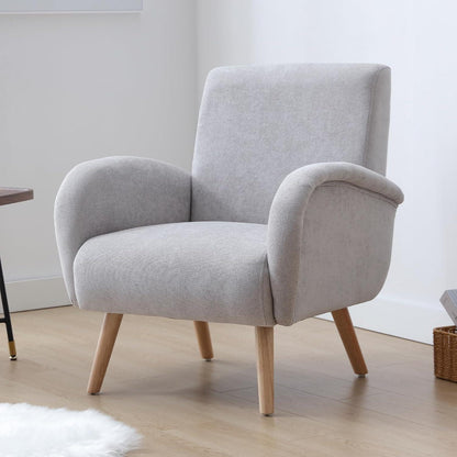 Chenille Loungesessel Grau – Bequemer Ohrensessel für Wohnzimmer