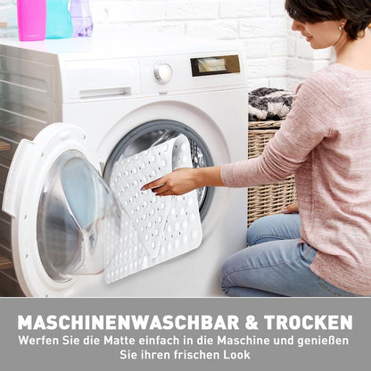 Rutschfeste Eckduschmatte 70x70 cm mit Saugnäpfen & Abfluss