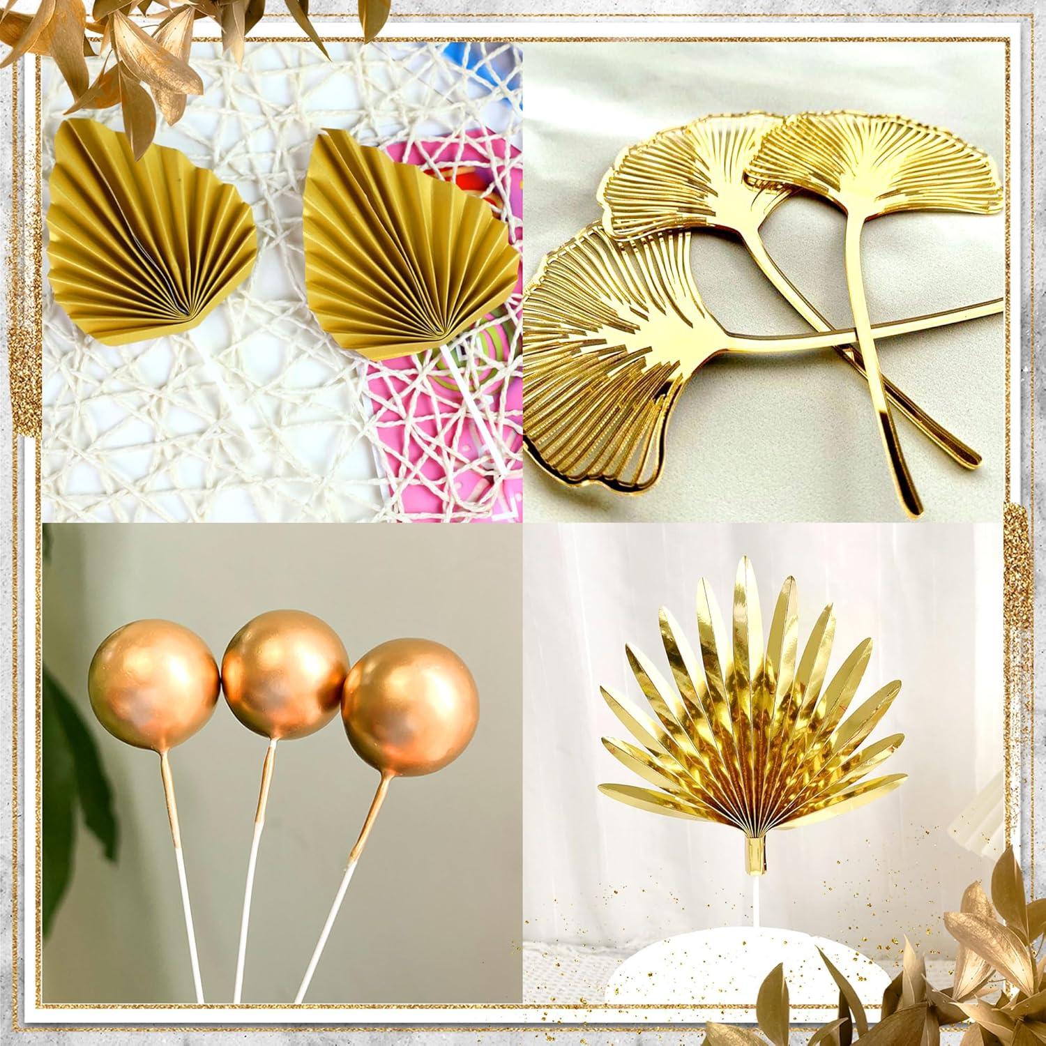 Gold Palm Leaf Champagne Cake Topper Bohemian Wedding Bridal Shower Birthday