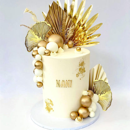 Gold Palm Leaf Champagne Cake Topper Bohemian Wedding Bridal Shower Birthday