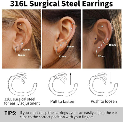 Opal Zirkonia Ohrringe Set Chirurgenstahl Silber Hypoallergen