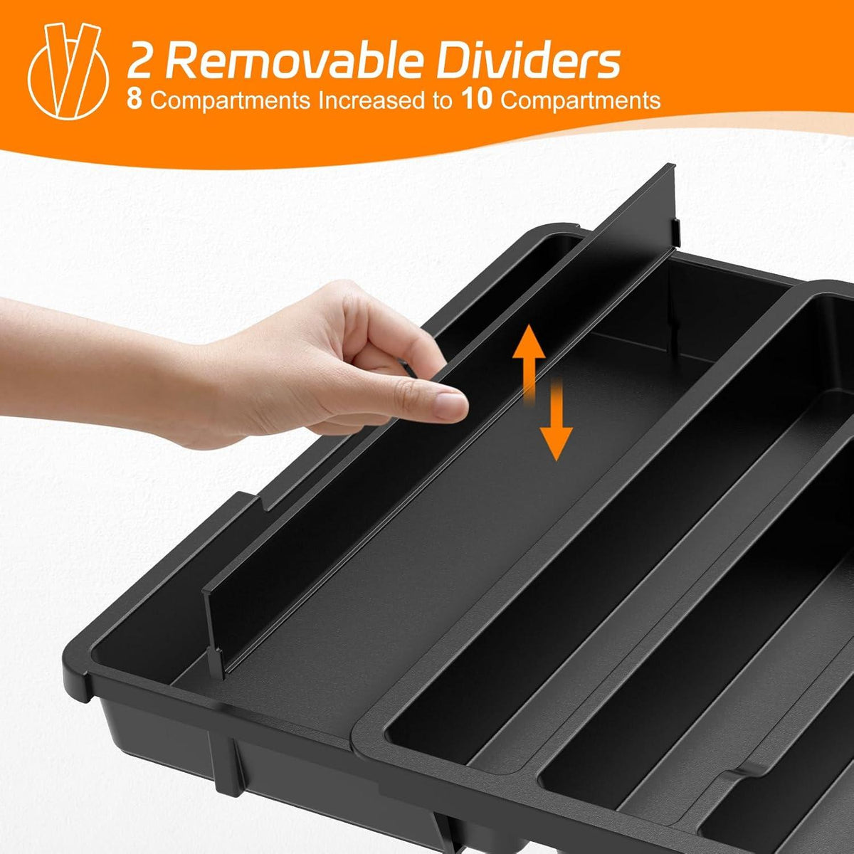 Schubladen Besteckkasten ausziehbar Besteckeinsatz Cutlery Organizer Schwarz