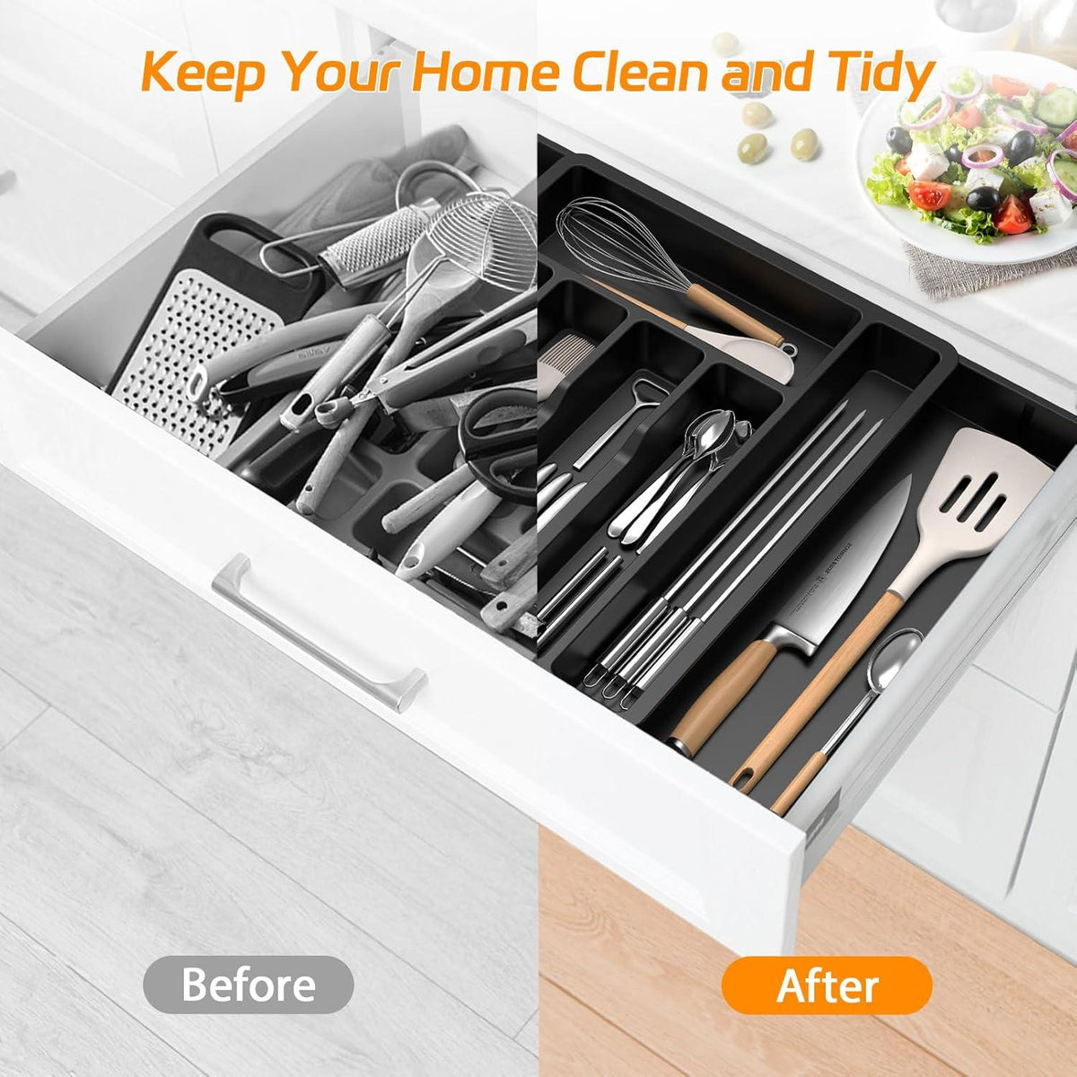 Besteckkasten Schubladen Besteckeinsatz Cutlery Organizer Erweiterbar