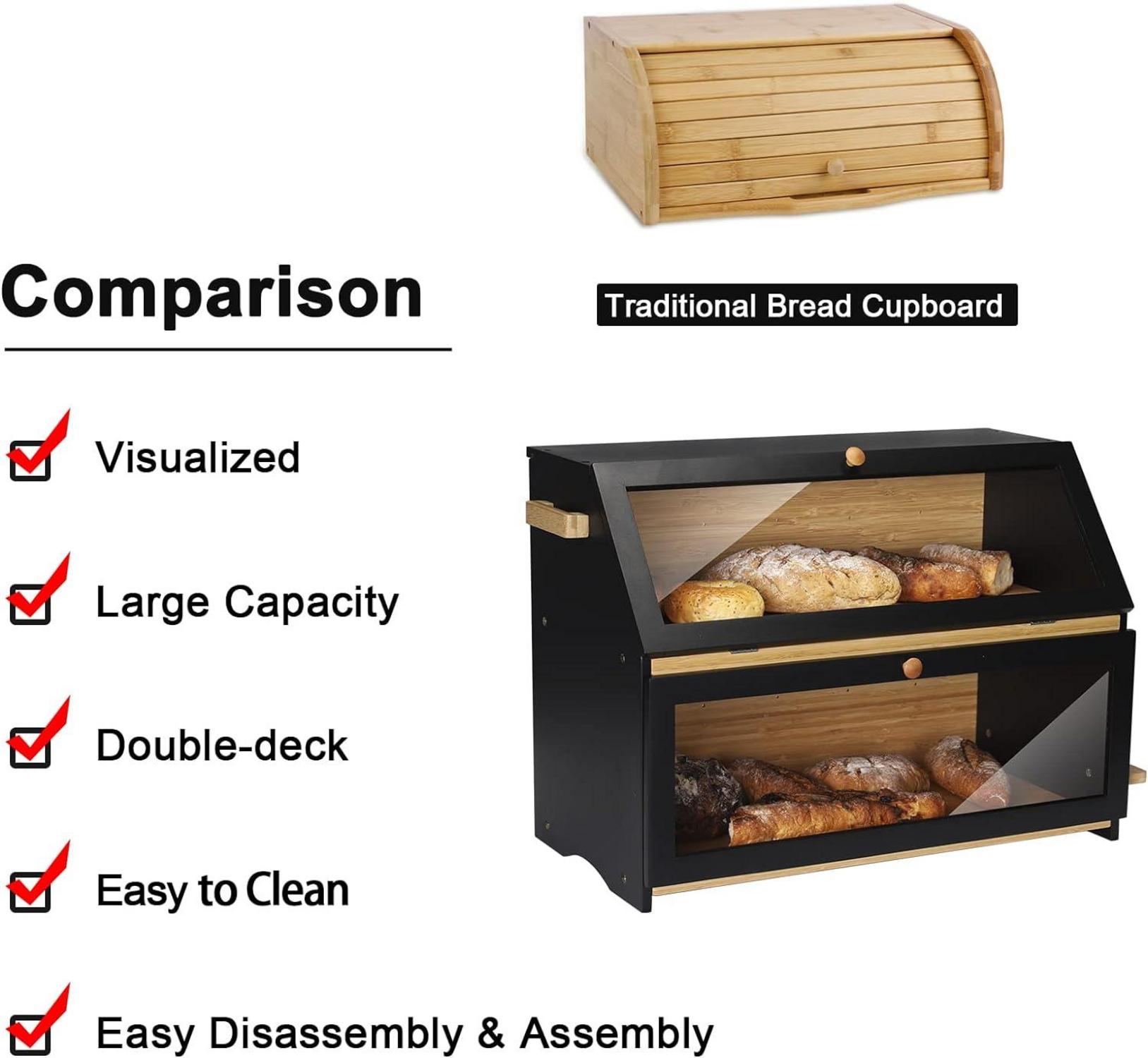 Leader Accessories Bambus Brotkasten 2 Etagen Brotschneidebrett 50x25x37cm