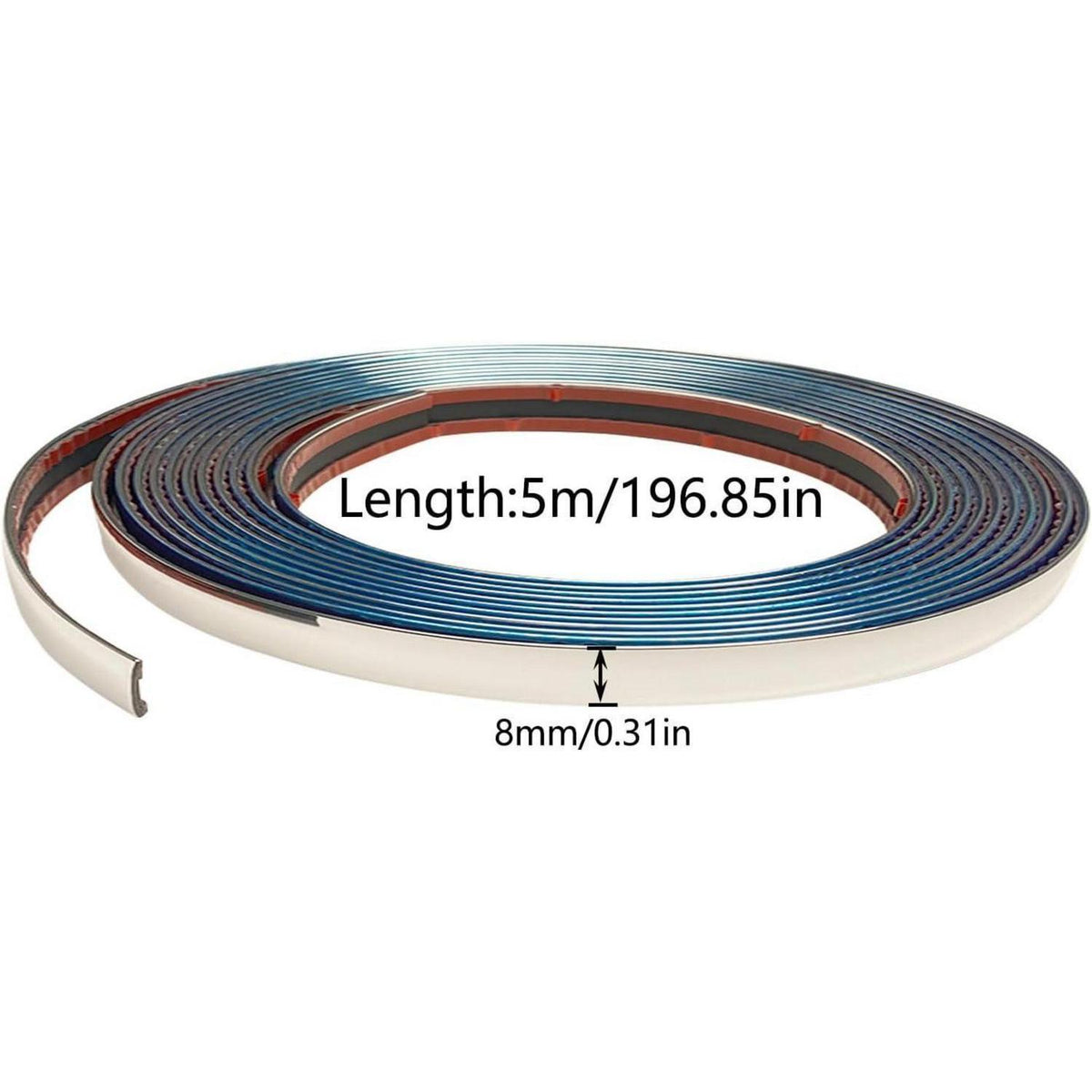 Chrom Zierleiste 5m | Selbstklebend, 8mm Universal Chromleiste für Auto