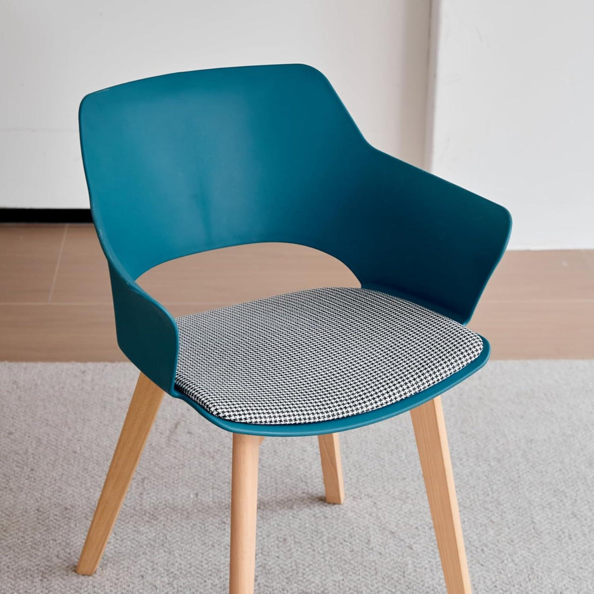 2er-Set Esszimmerstühle mit Stoffpolster & Massivholzbeinen - Seeblau
