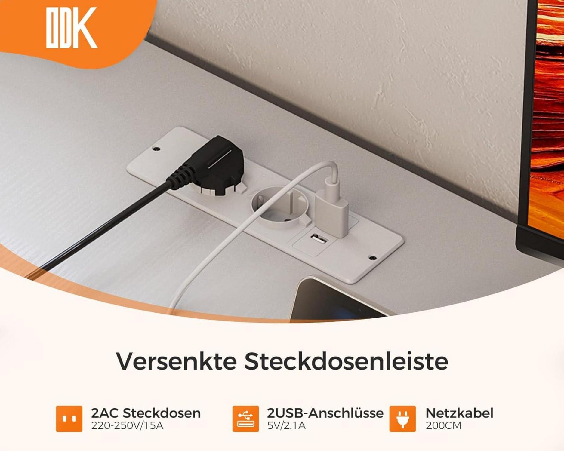 Eckschreibtisch L-Form mit Schubladen und Steckdosen, Weiß 135 × 100 cm