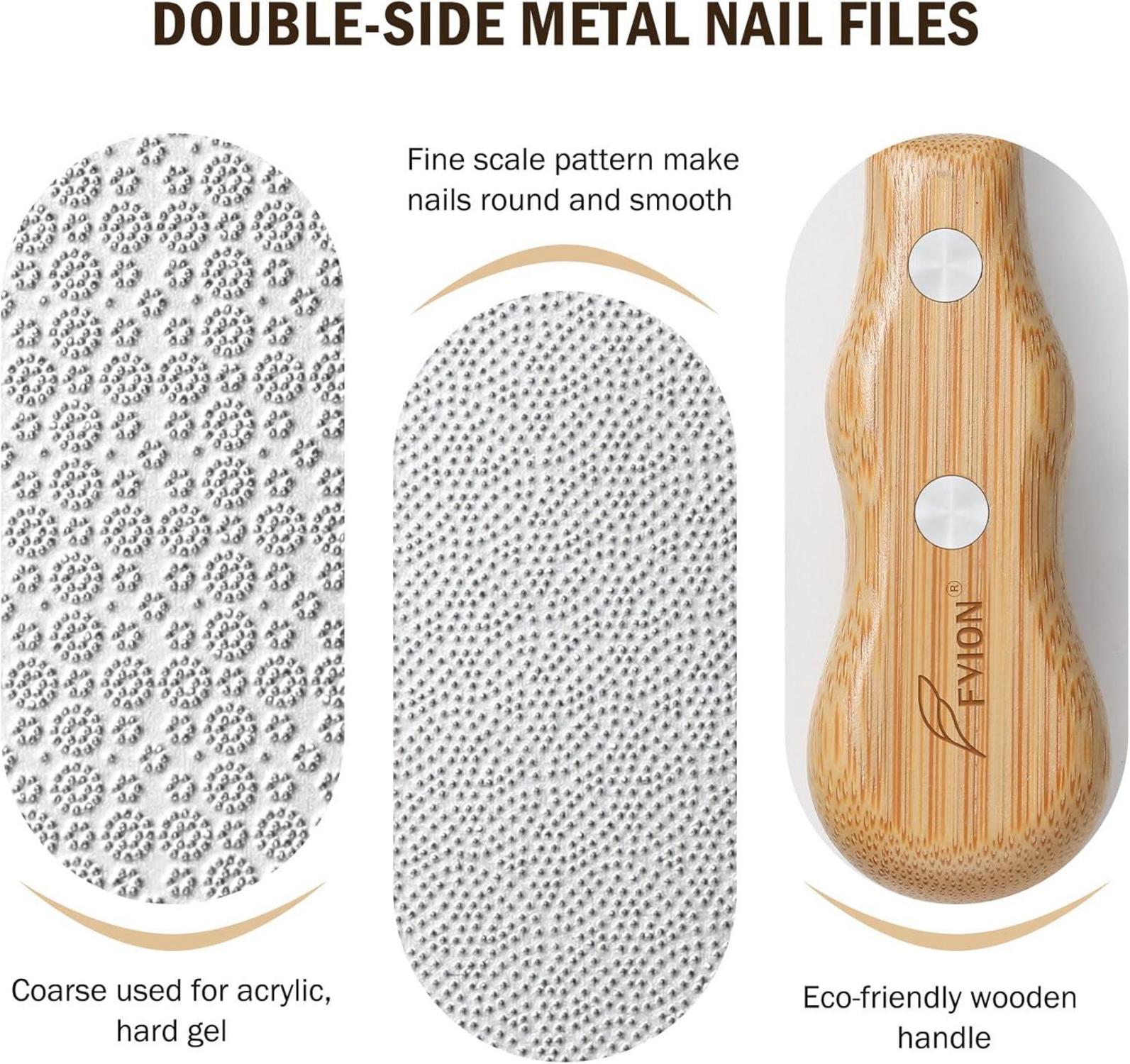 Nagelfeilen Set Metall mit Holzgriff - Profi Maniküre Pediküre Feile