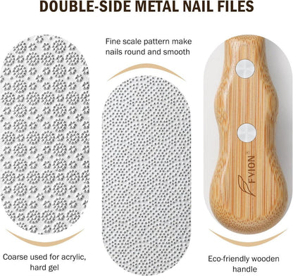Nagelfeilen Set Metall mit Holzgriff - Profi Maniküre Pediküre Feile