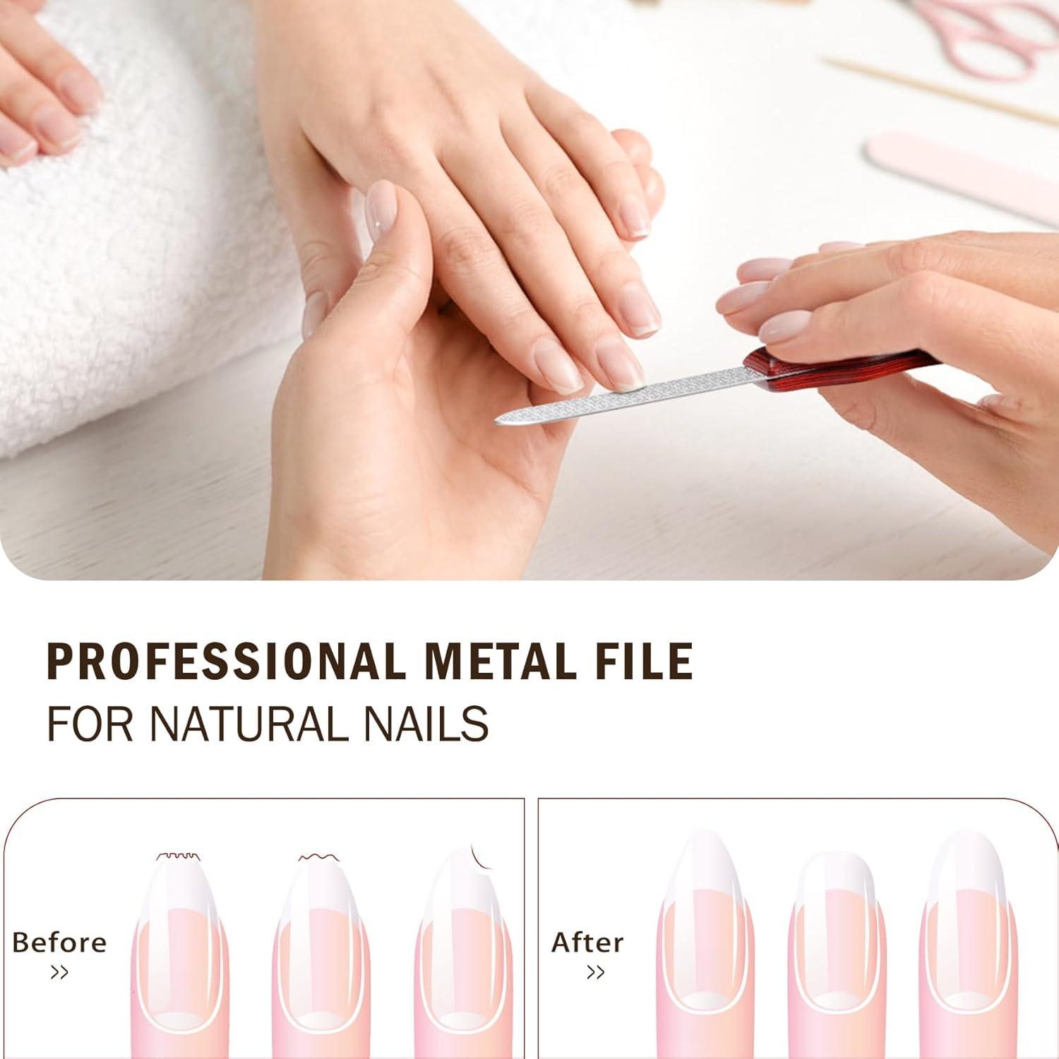 Nagelfeilen Set Metallfeile Holzgriff Maniküre Pediküre Feile Hand Fuß ROT