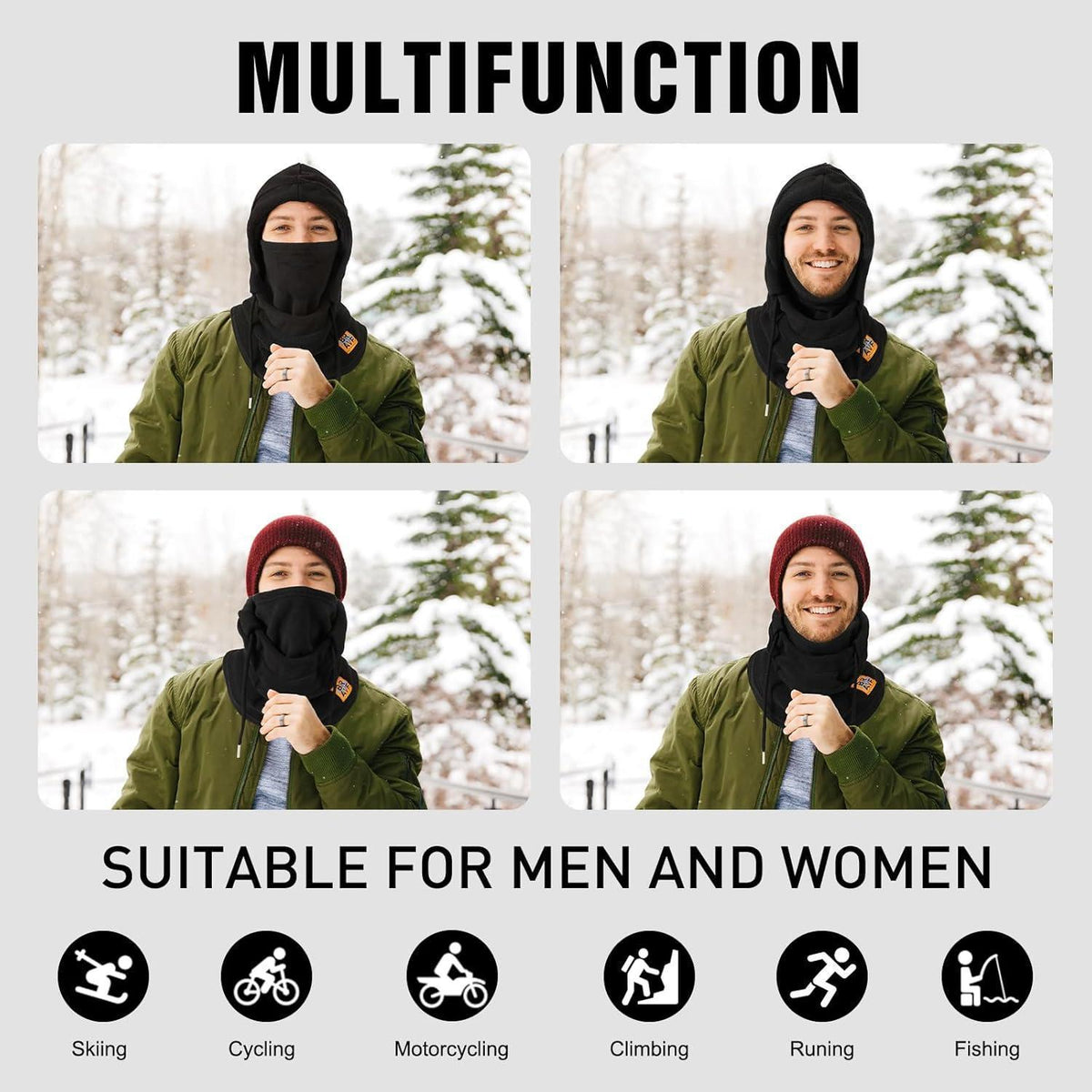Thermo Fleece Sturmhaube Winter – Winddichte Skimaske für Herren & Damen