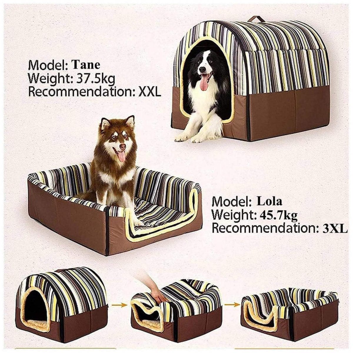 Luxuriöse Hundehütte XXL – Warmes, Waschbares Hundebett Iglu