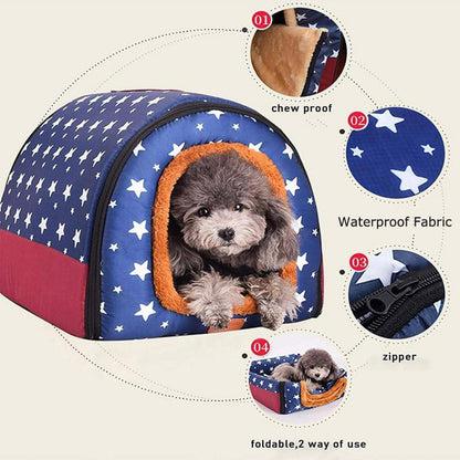 XXL Luxuriöse Hundehütte mit Kissen – Warmes, Waschbares Haustierbett
