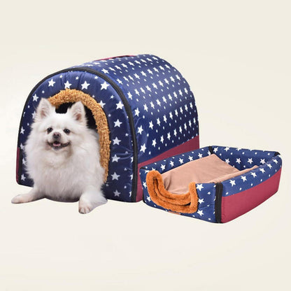 XXL Luxuriöse Hundehütte mit Kissen – Warmes, Waschbares Haustierbett