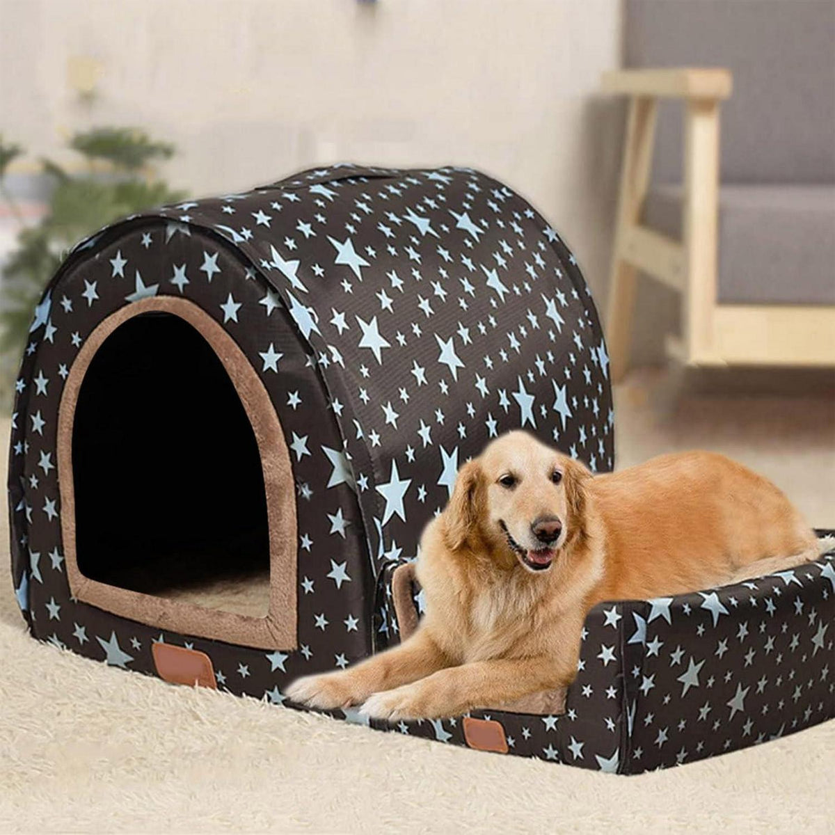 Luxuriöse Hundehütte XXL – Warmes, Waschbares Hundebett Iglu