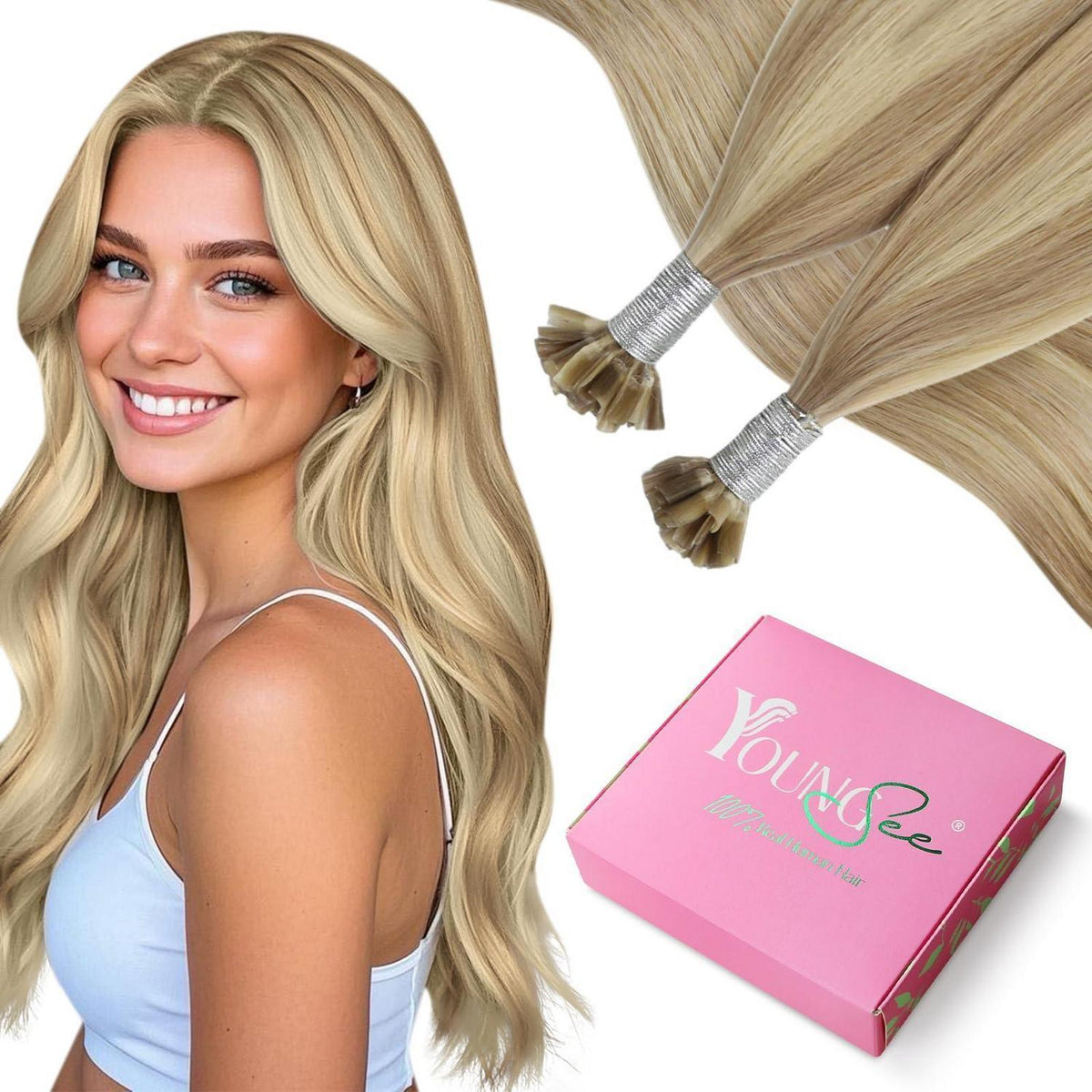 Echthaar Bondings Blond Highlights - 50g Remy Haarverlängerung