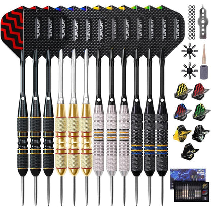 Profi Steeldarts 12 Stück Metallspitze Dartpfeile mit Case