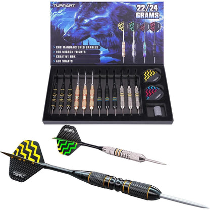 Profi Steeldarts 12 Stück Metallspitze Dartpfeile mit Case