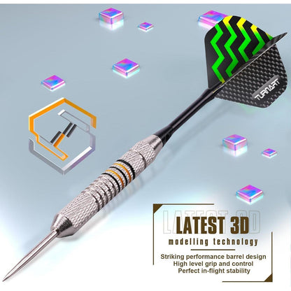 Profi Steeldarts 12 Stück Metallspitze Dartpfeile mit Case