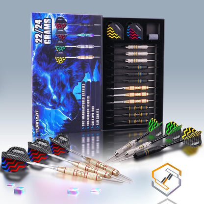 Profi Steeldarts 12 Stück Metallspitze Dartpfeile mit Case