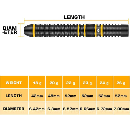 WIN.MAX Dartpfeile 90% Tungsten 3 Stück 16-28g Gelb