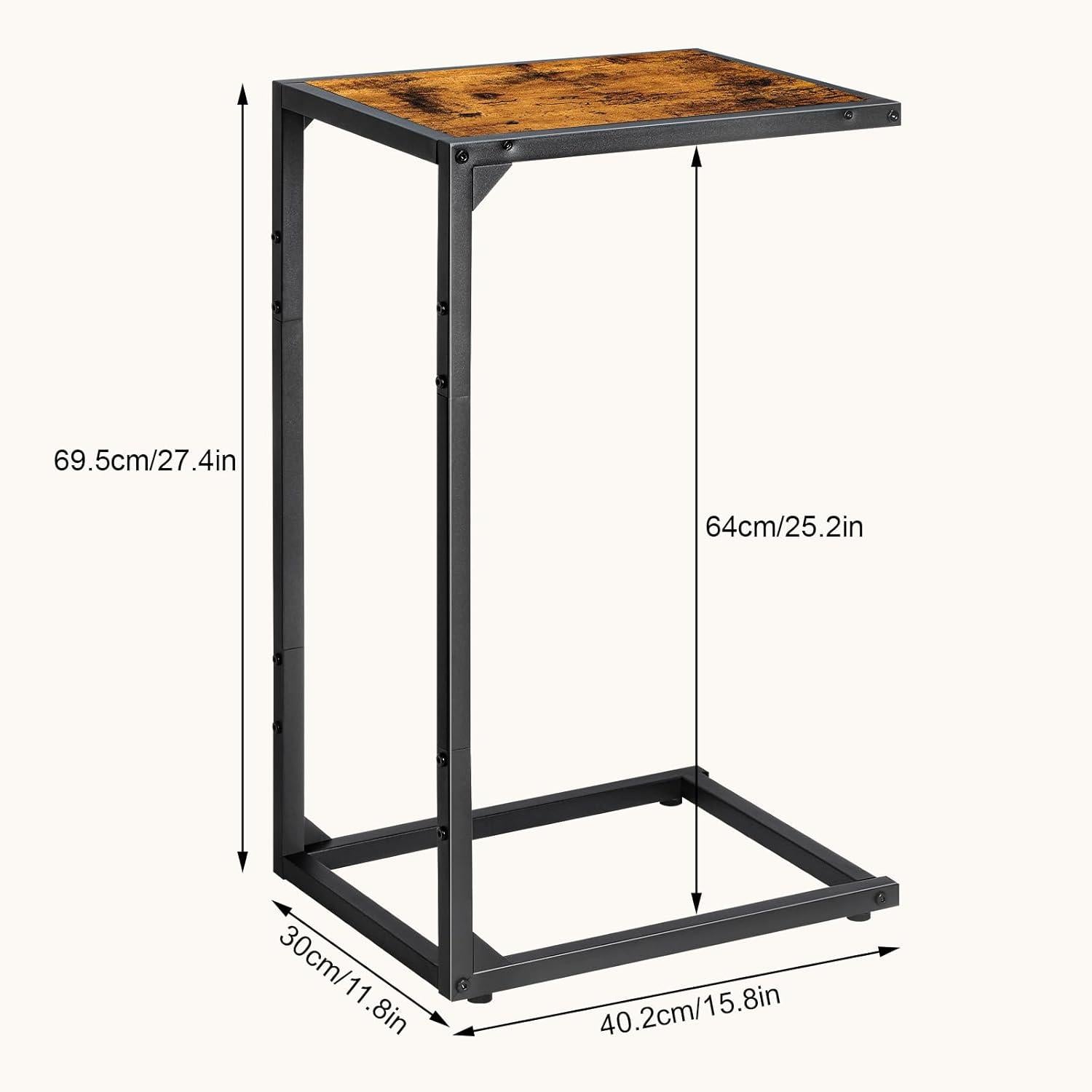 Industrieller Beistelltisch mit Metallgestell und Holzplatte, 2er-Pack