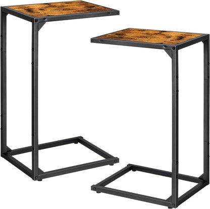 Nandae 2er-Pack Beistelltisch Metall Holz 40x30x70 cm