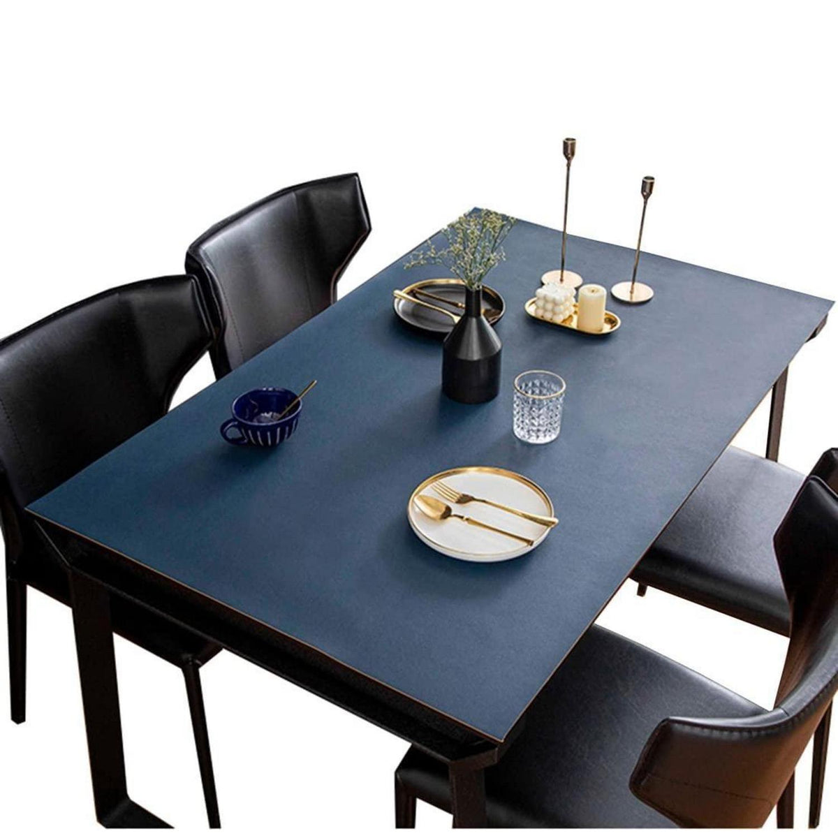 PU Tischdecke Wasserdicht Blau-Orange 80x200cm