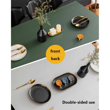 PU Tischdecke 70x180cm – Wasserdicht, Schwarz+Grau