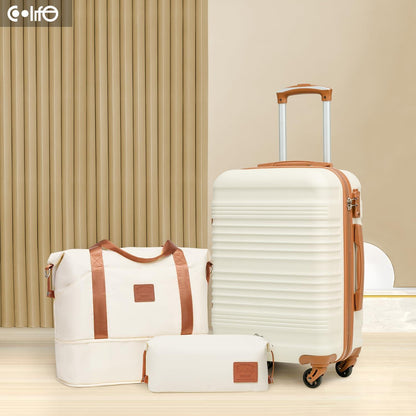 COOLIFE Koffer-Set ABS Hartschale Reisekoffer 4 Rollen