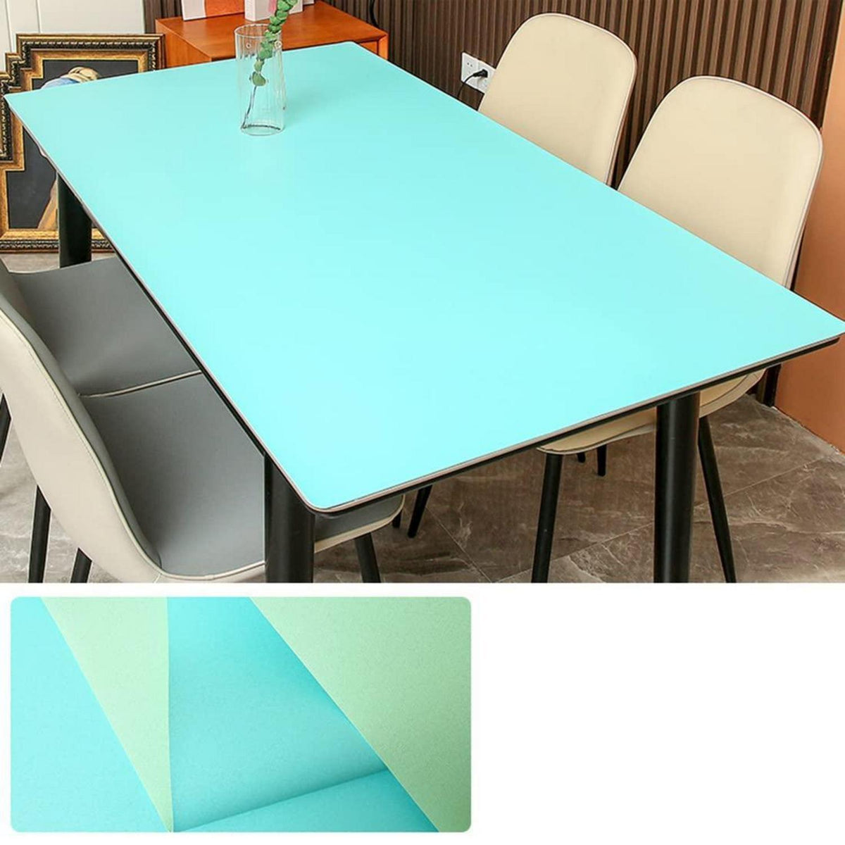 PU Tischdecke wasserdicht 80x180cm Grün Blau