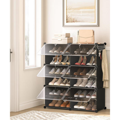 Schuhregal mit 6 Fächern und Tür, für 24 Paar