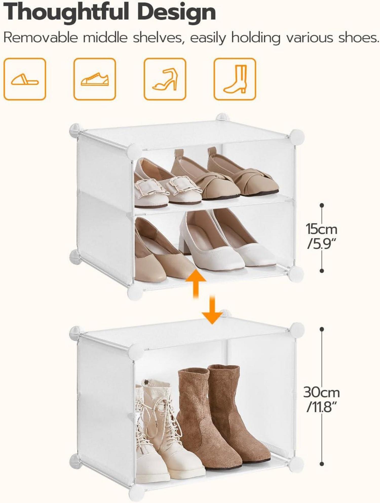 Schuhregal mit Tür für 32 Paar Schuhe Weiß 80 x 30 x 120 cm