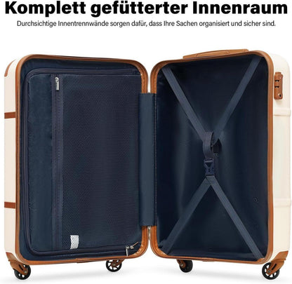 COOLIFE Koffer Trolley ABS Hartschale 4 Rollen TSA-Schloss Reiseset Schwarz/Braun