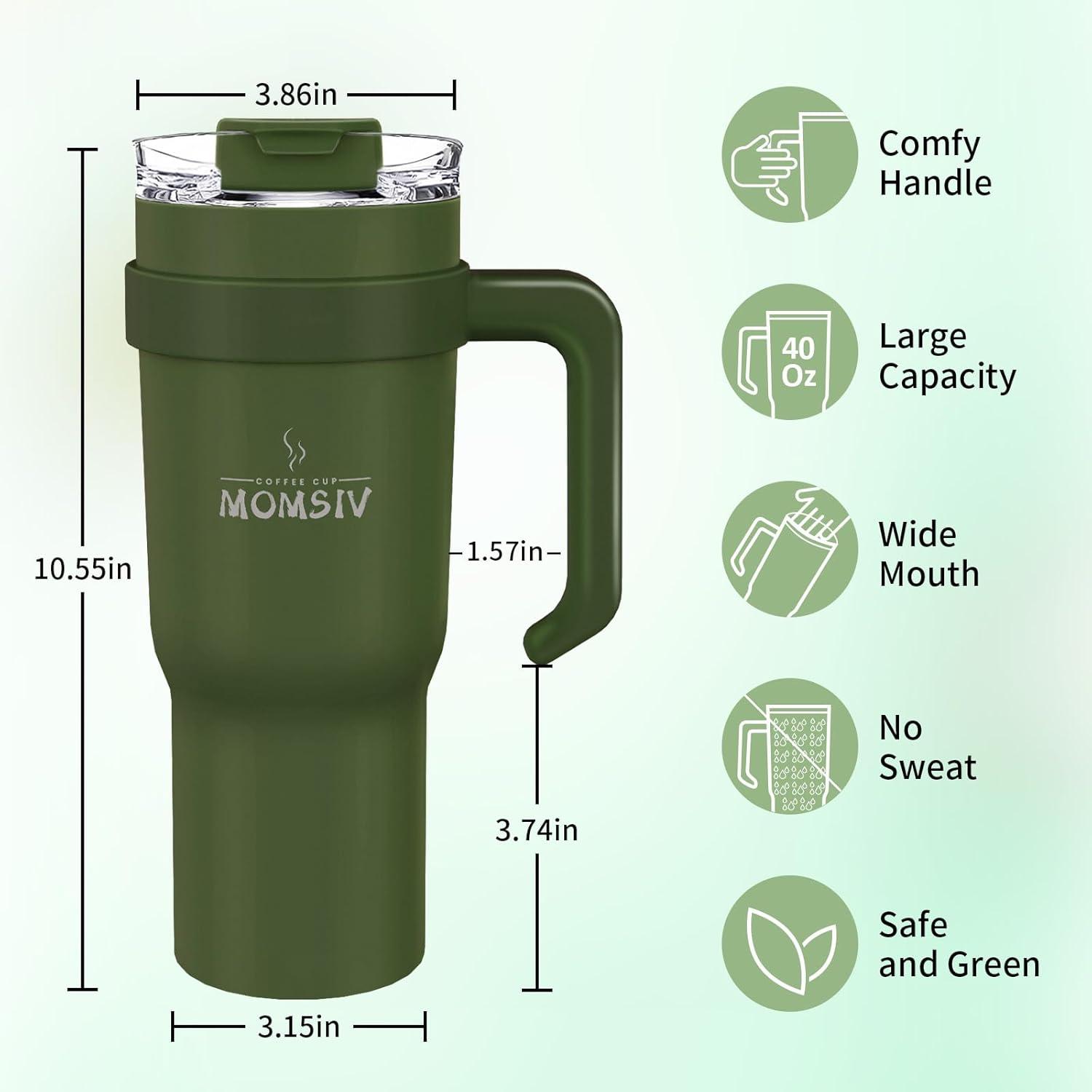 40oz Thermobecher mit Strohhalm und Griff, 1100ml