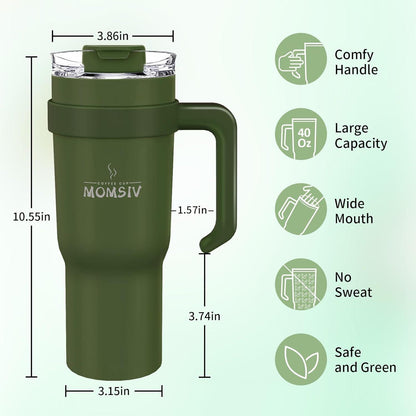 40oz Thermobecher mit Strohhalm und Griff, 1100ml