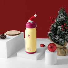 Edelstahl Trinkflasche 16oz mit Strohhalm für Kinder Gelb