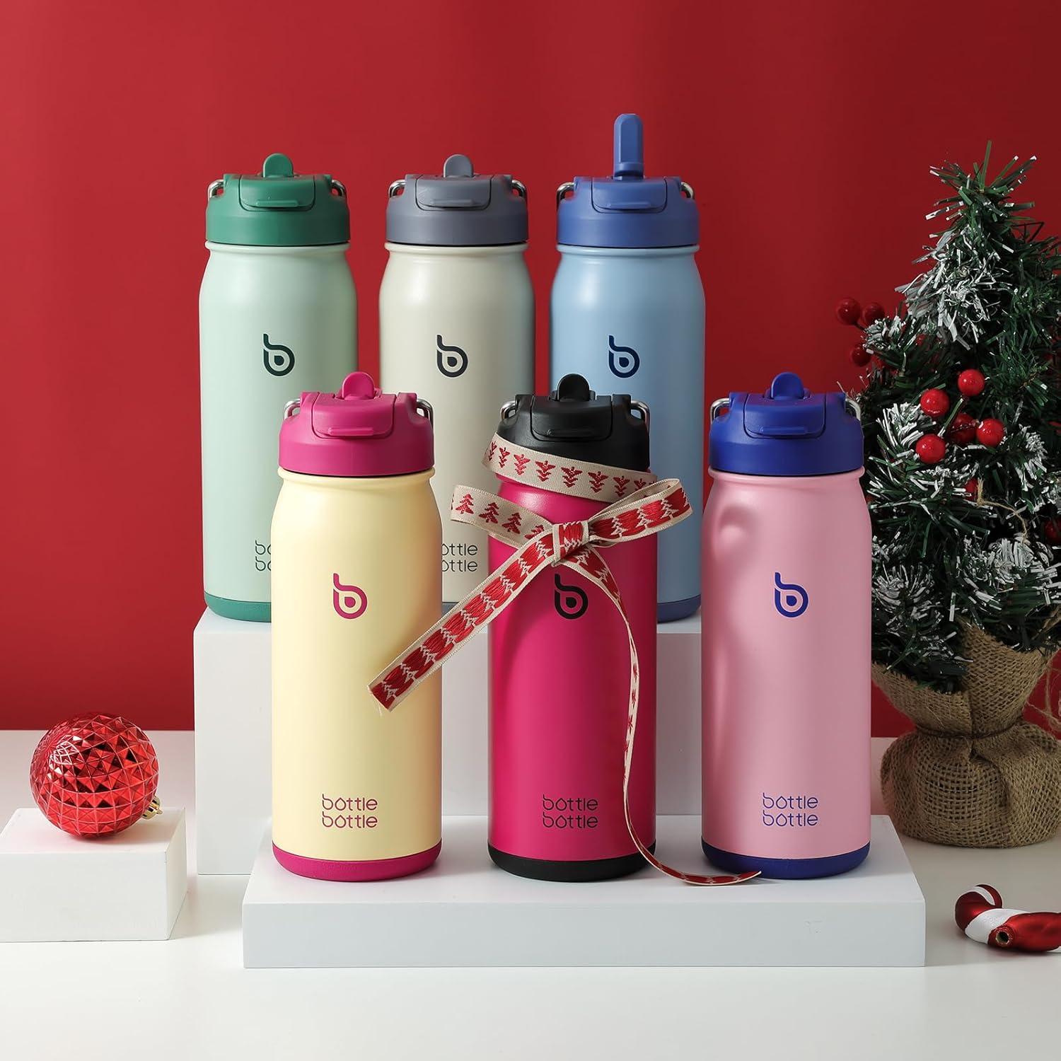 Trinkflasche Edelstahl mit Strohhalm 16oz für Kinder - BPA frei - Uni Schule