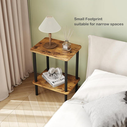 Beistelltisch Holz 2 Tier Nachttisch Schmal 40x30x52cm Braun