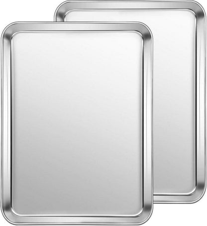 Edelstahl Backblech Set, Rechteckig, 2er, 26.5 x 20.5 x 2.5cm
