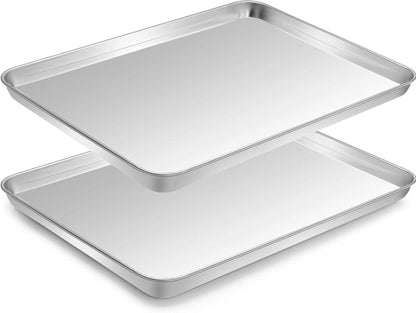 Edelstahl Backblech Set 2er, 40.5x30.5x2.5cm, Gesund Rostfrei